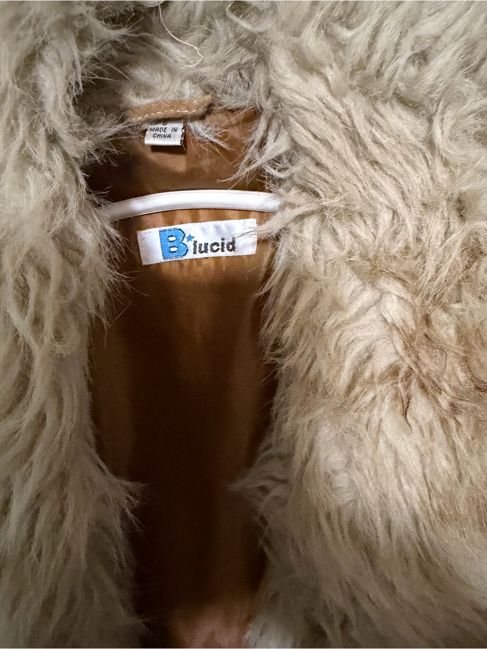 Vintage suede Shearling Trim Suede Coat - Tan - Picture 3 of 5